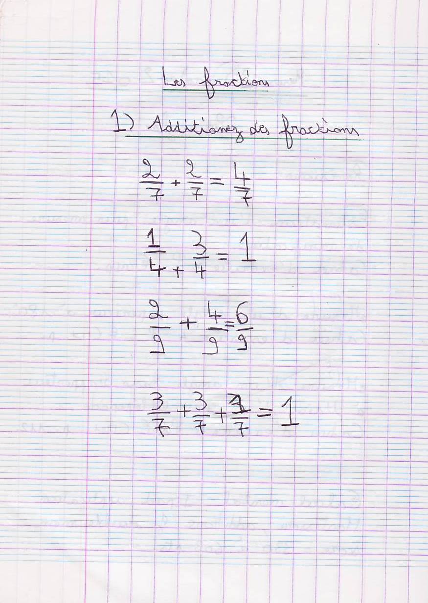 fractions le cahier 1